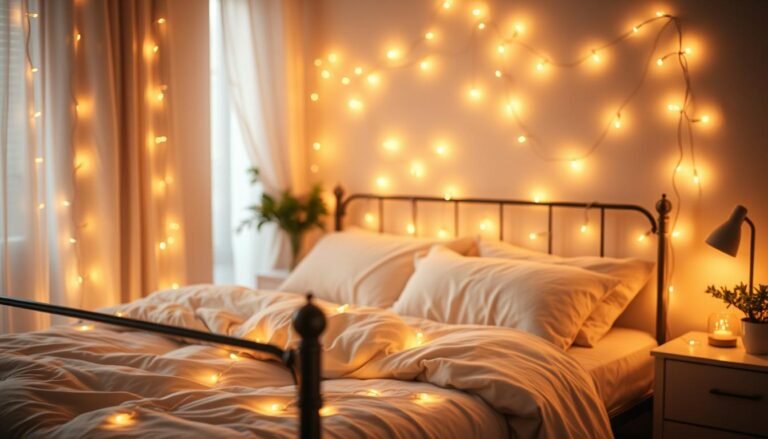 Guirlande lumineuse romantique lit pour votre chambre