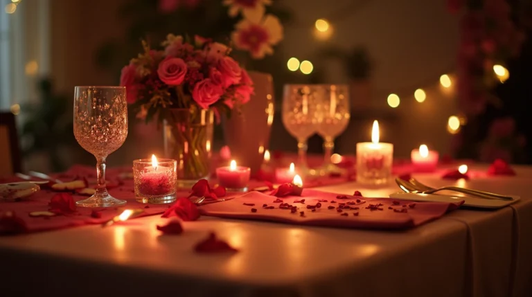 Une Table Romantique Illuminée pour la Saint-Valentin